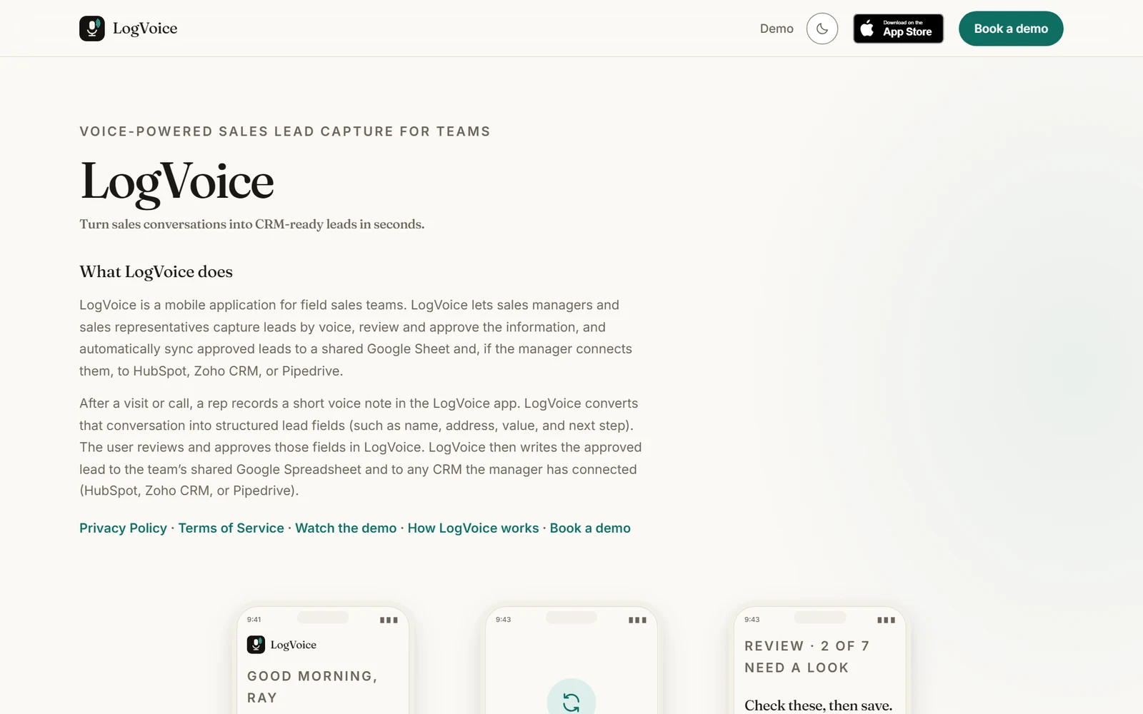 LogVoice, Site vitrine